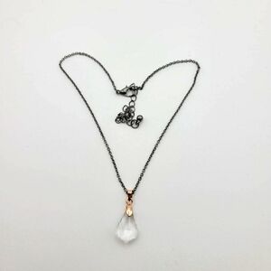 Crystal and Gold Tone Teardrop Pendant Necklace